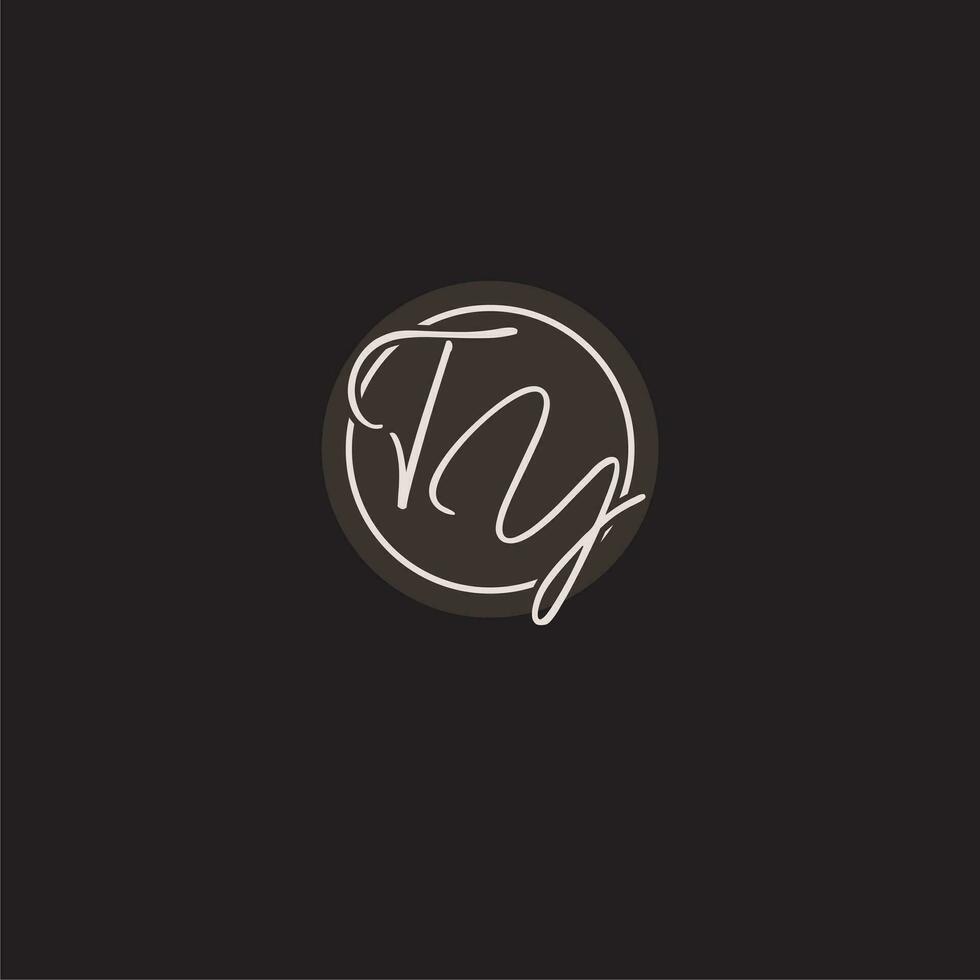 Initials TY logo monogram with simple circle line style vector