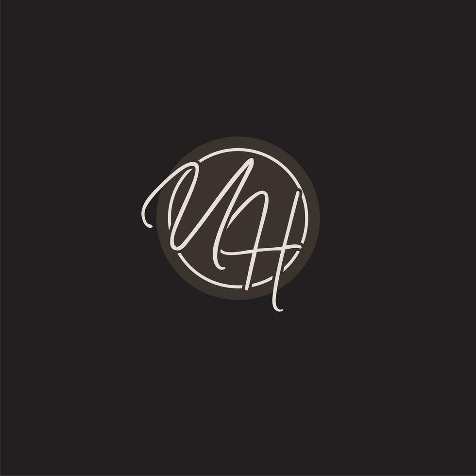 Initials UH logo monogram with simple circle line style vector