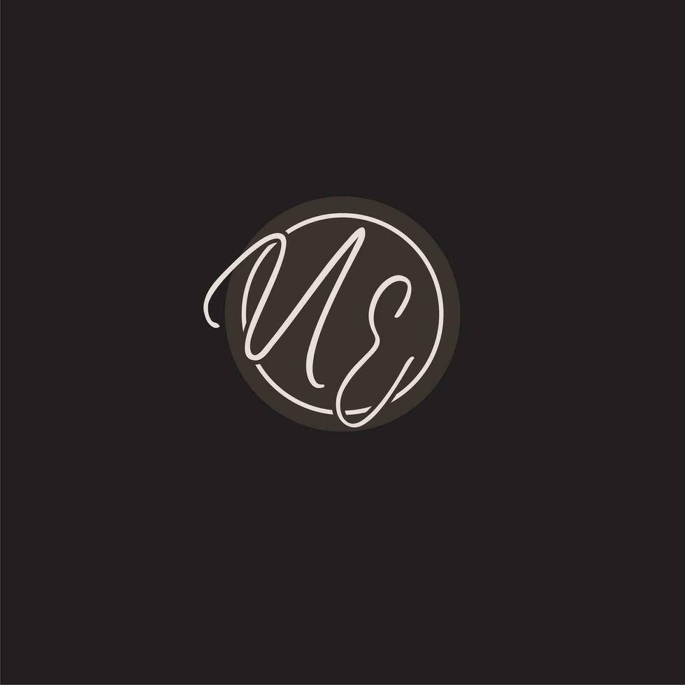 Initials UE logo monogram with simple circle line style vector