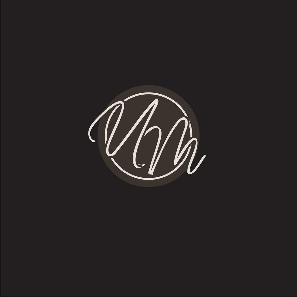 Initials UM logo monogram with simple circle line style vector