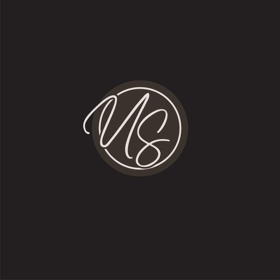 Initials US logo monogram with simple circle line style vector