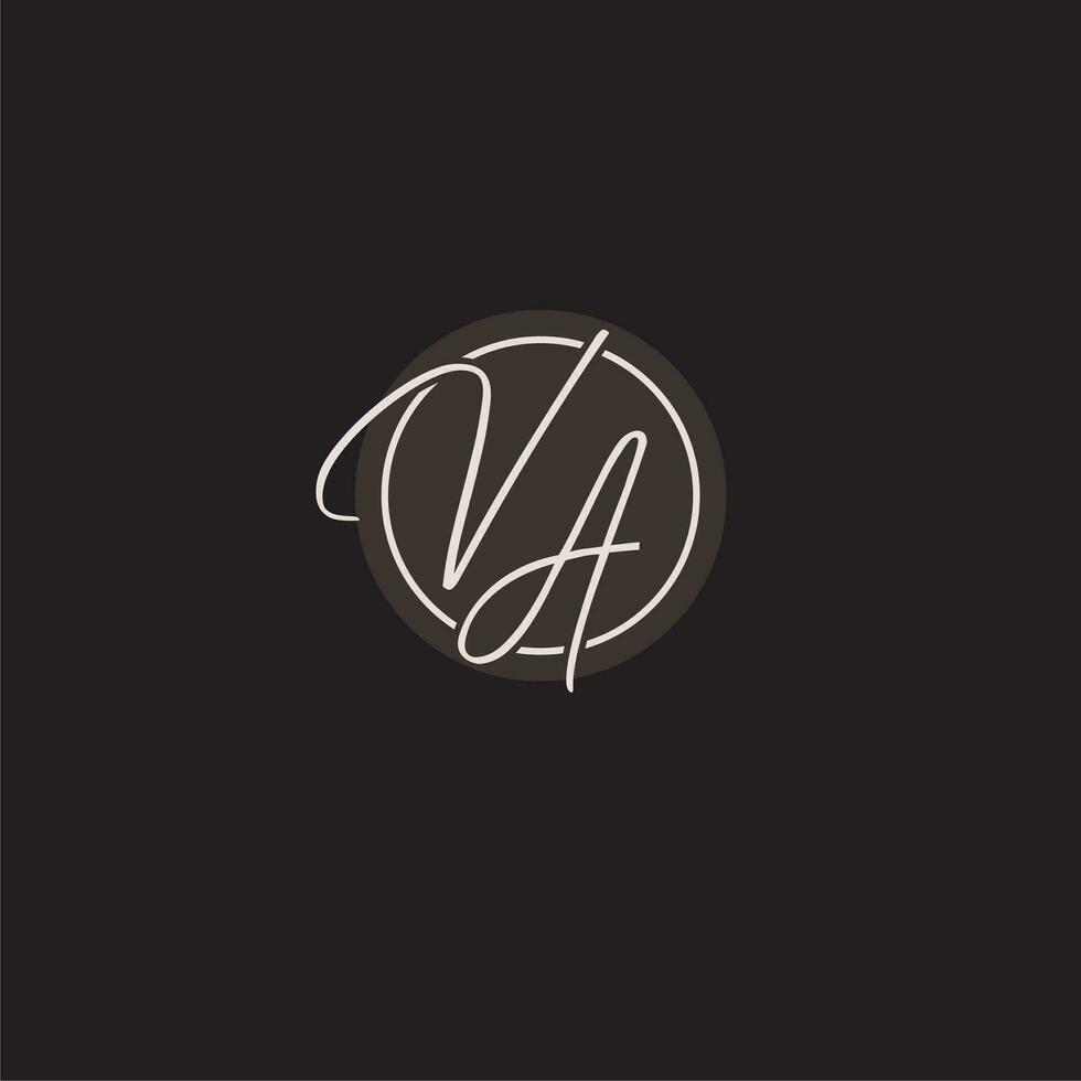 iniciales Virginia logo monograma con sencillo circulo línea estilo vector