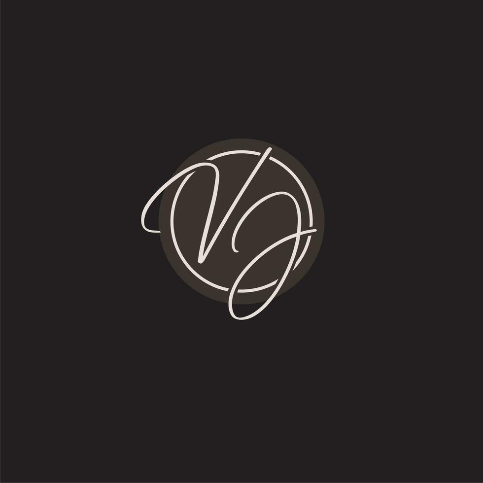 Initials VJ logo monogram with simple circle line style vector
