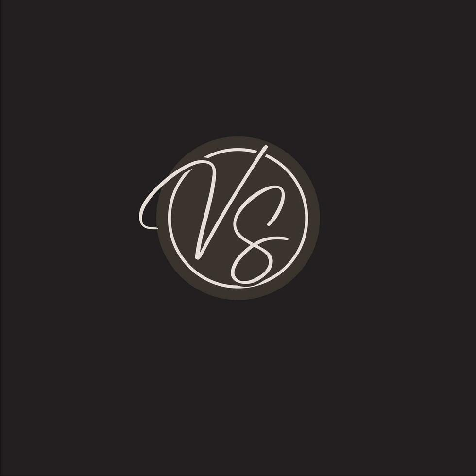 Initials VS logo monogram with simple circle line style vector