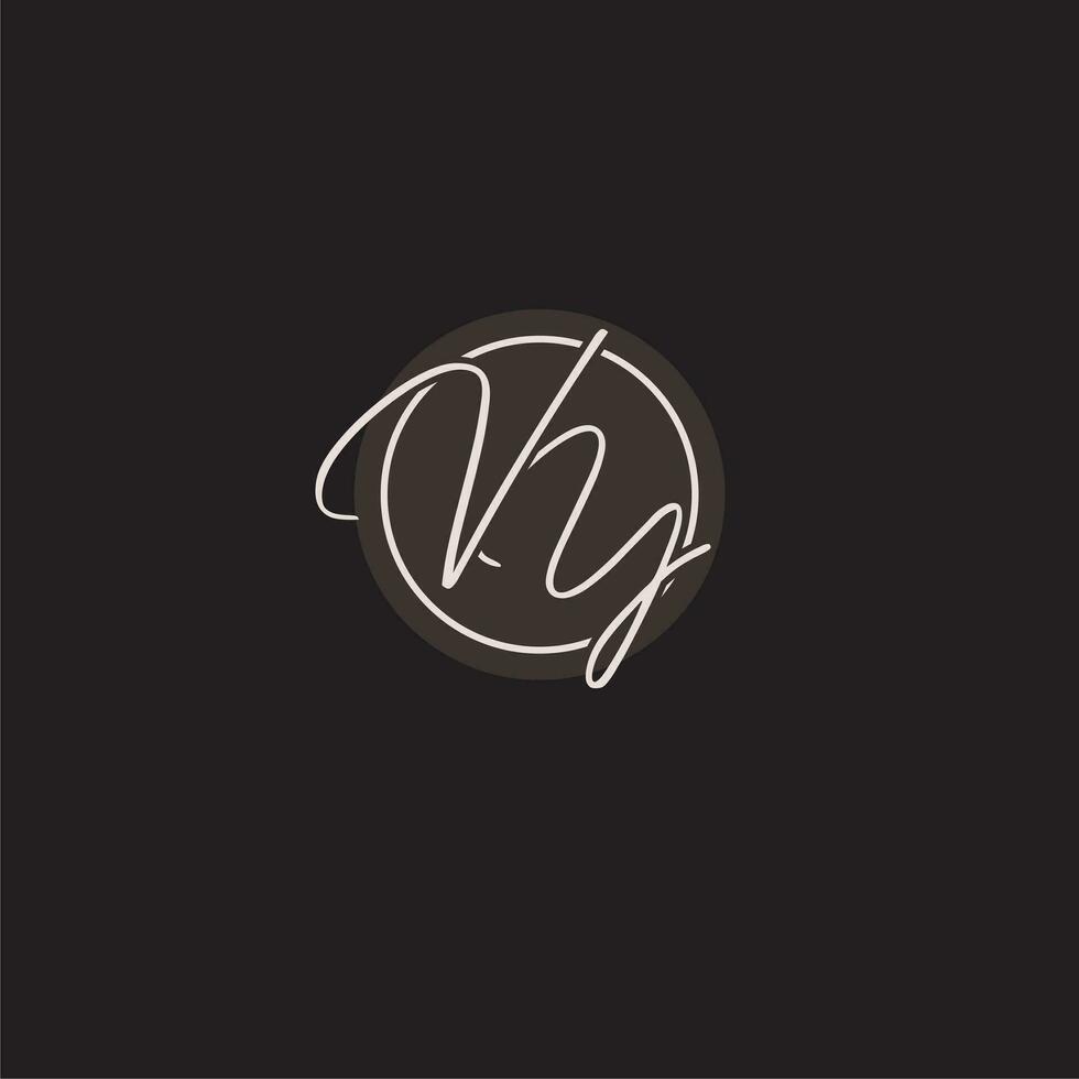 Initials VY logo monogram with simple circle line style vector