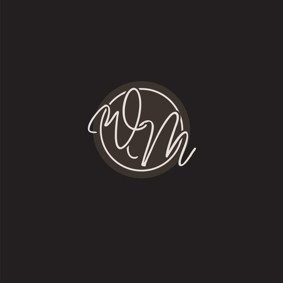 Initials WM logo monogram with simple circle line style vector