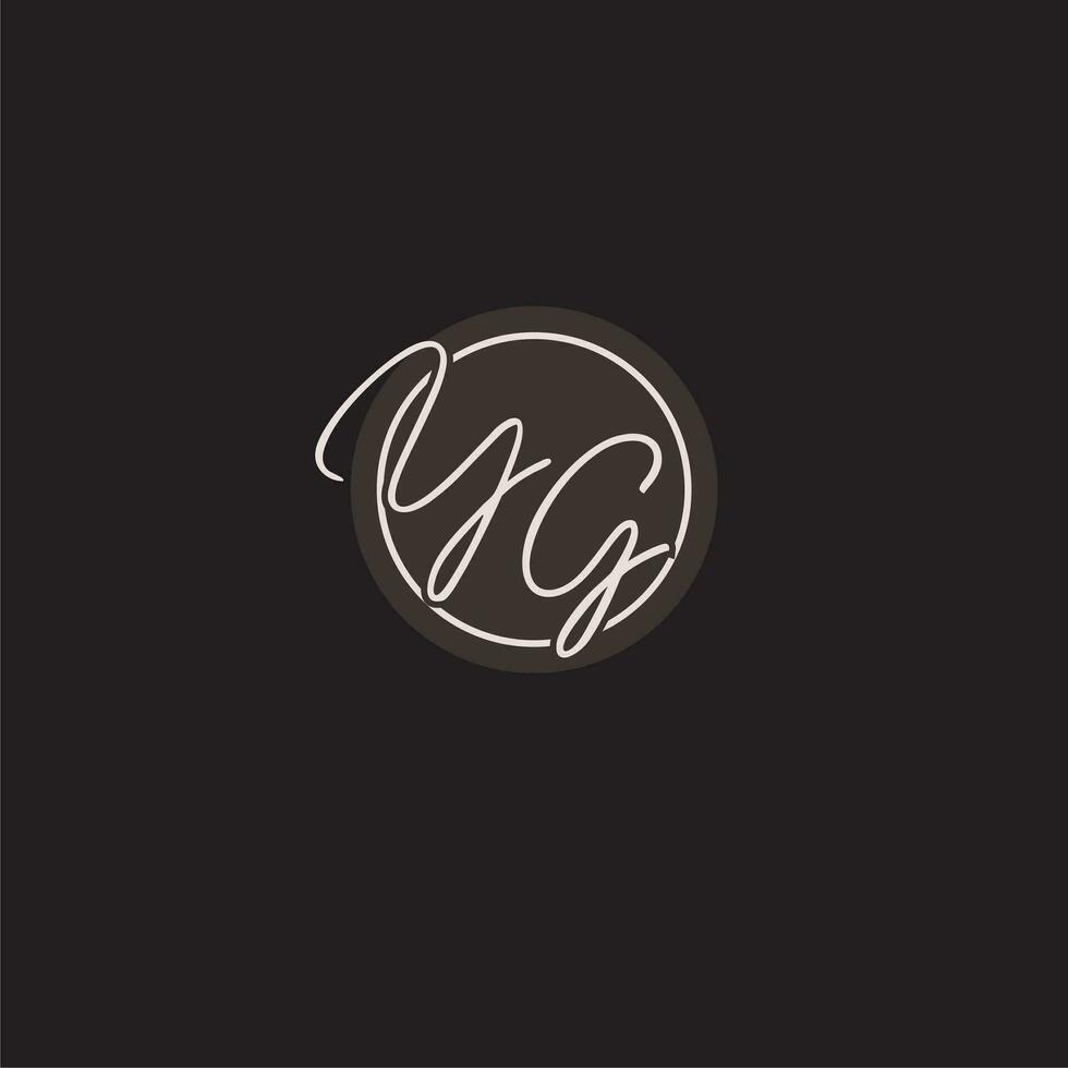Initials YG logo monogram with simple circle line style vector
