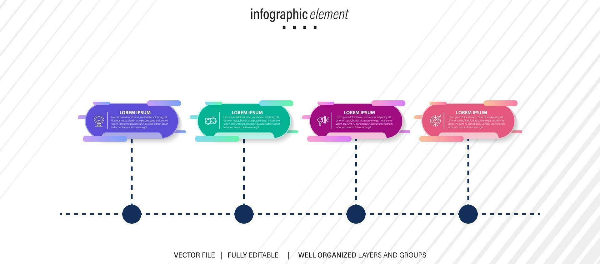 Vector infographic template with 3D paper label, integrated circles. Business concept with 4 options. For content, diagram, flowchart, steps, parts, timeline infographics, workflow, chart.