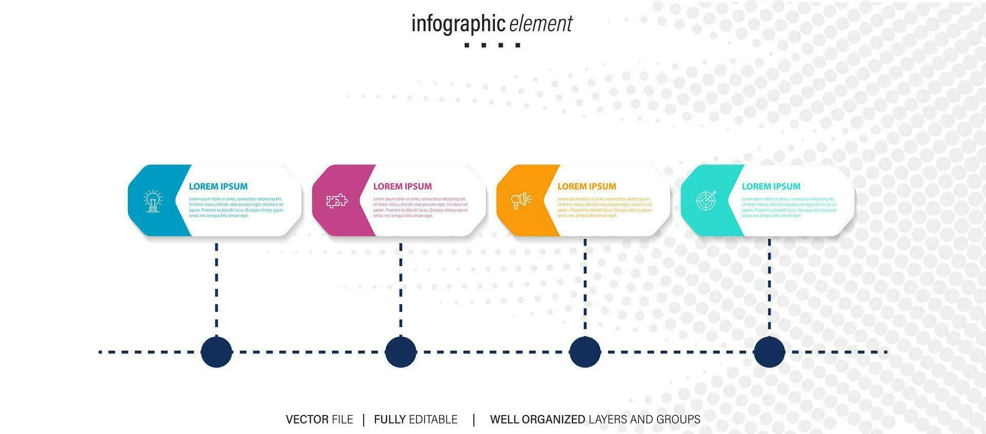 Business process infographic template. Thin line design with numbers 4 options or steps. Vector illustration graphic design