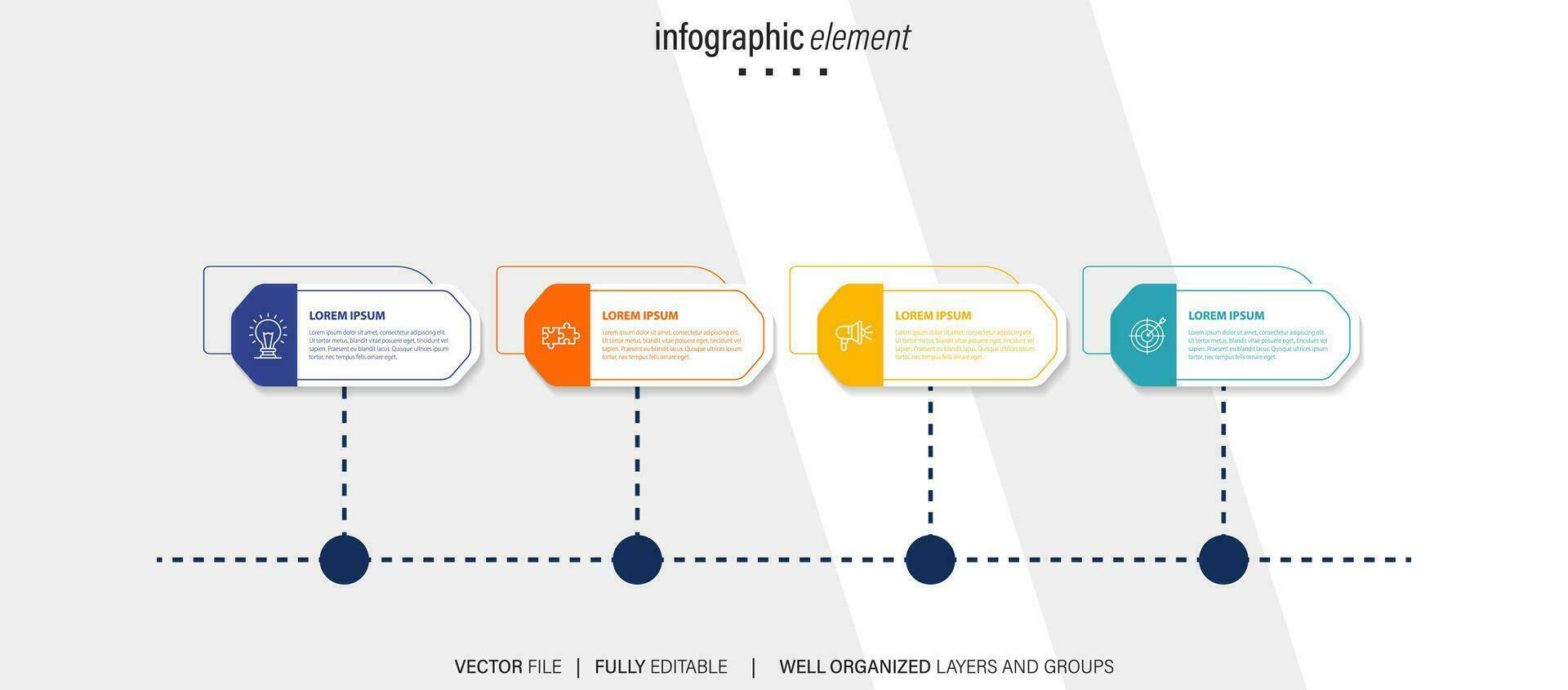 Business process infographic template. Thin line design with numbers 4 options or steps. Vector illustration graphic design