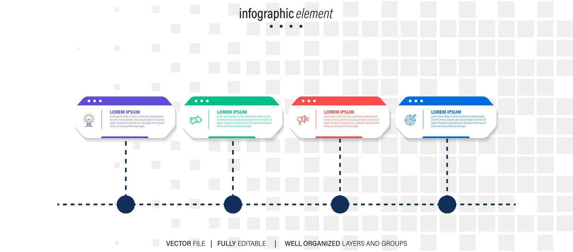 Business process infographic template. Thin line design with numbers 4 options or steps. Vector illustration graphic design