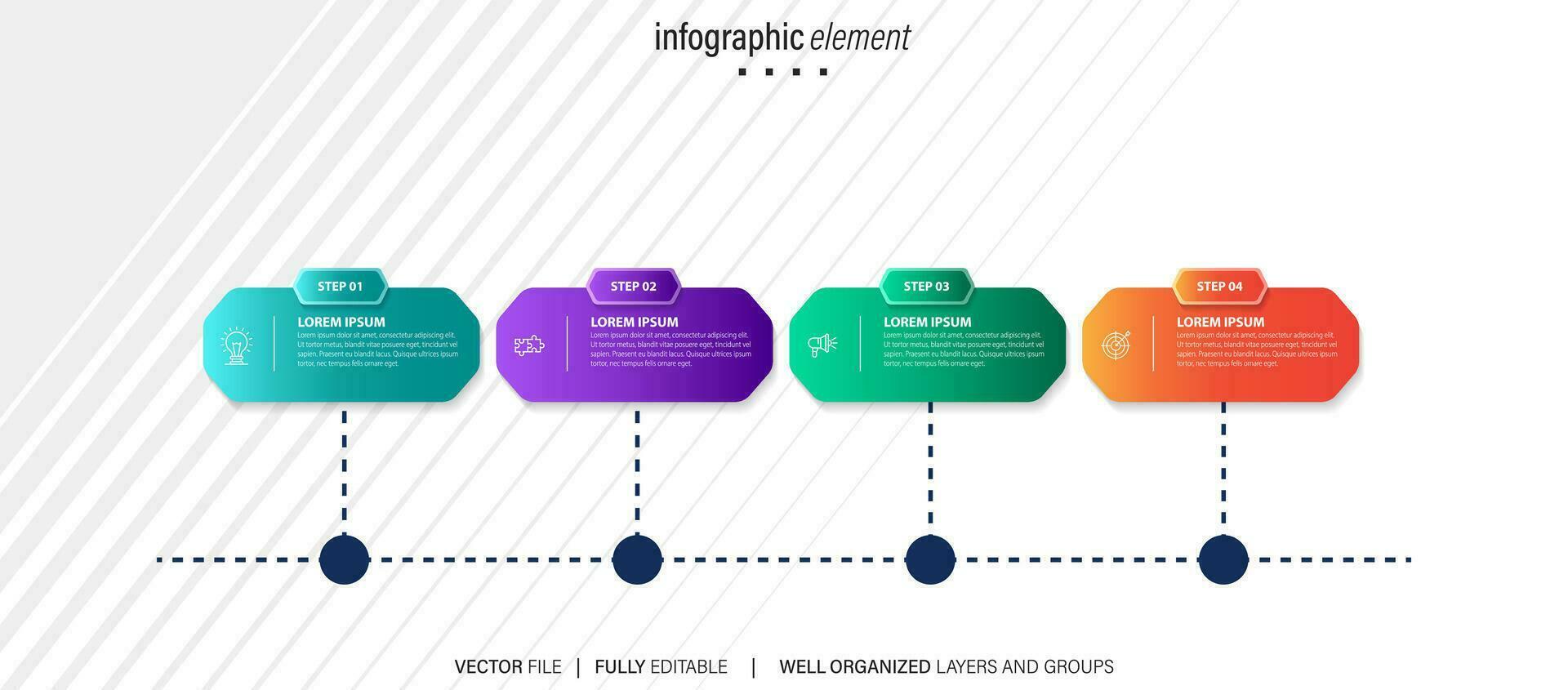 negocio proceso infografía modelo. Delgado línea diseño con números 4 4 opciones o pasos. vector ilustración gráfico diseño