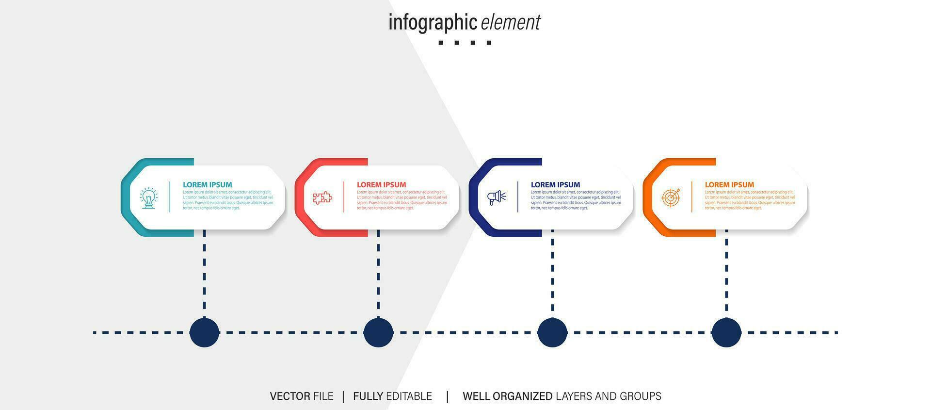 Business process infographic template. Thin line design with numbers 4 options or steps. Vector illustration graphic design