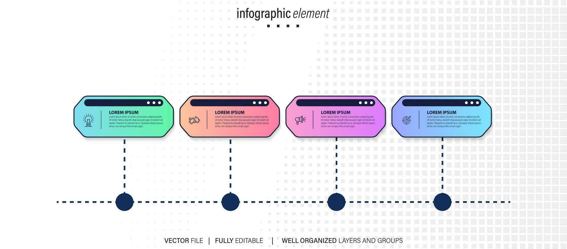Business process infographic template. Thin line design with numbers 4 options or steps. Vector illustration graphic design