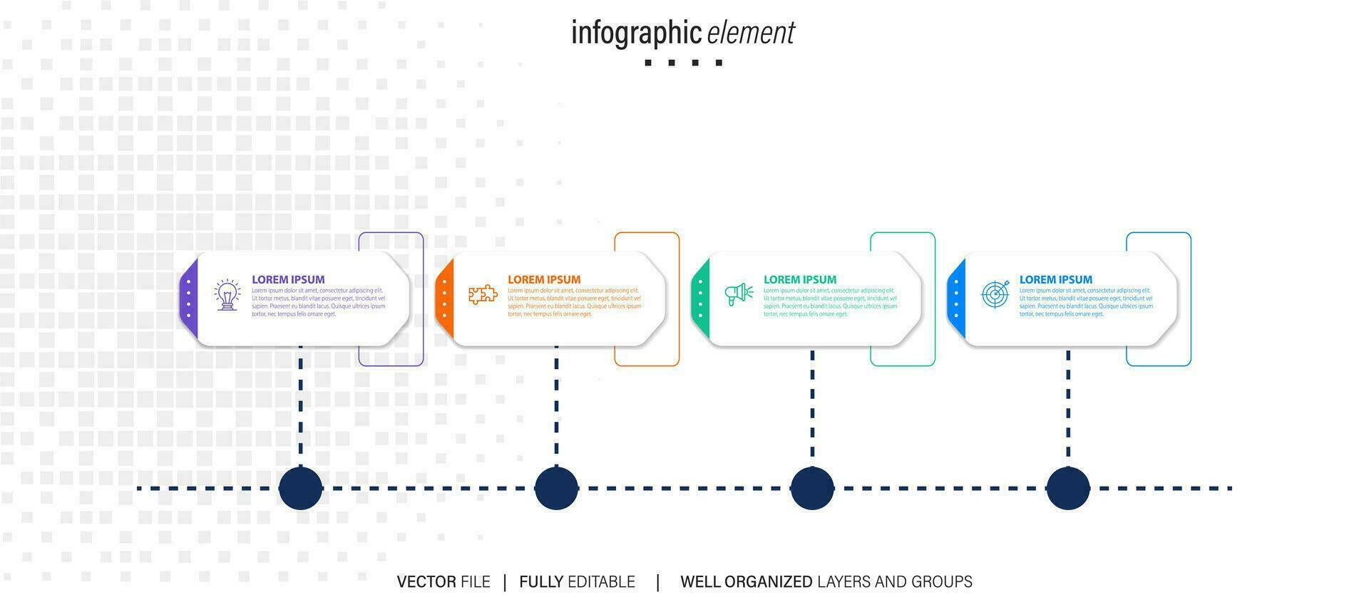 Business process infographic template. Thin line design with numbers 4 options or steps. Vector illustration graphic design