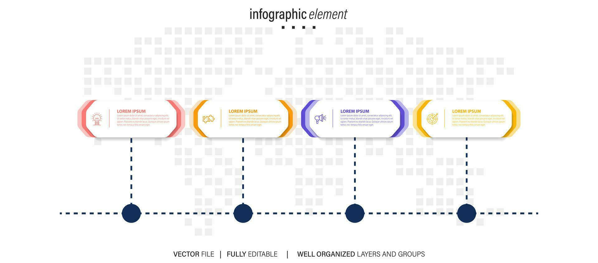 Business process infographic template. Thin line design with numbers 4 options or steps. Vector illustration graphic design