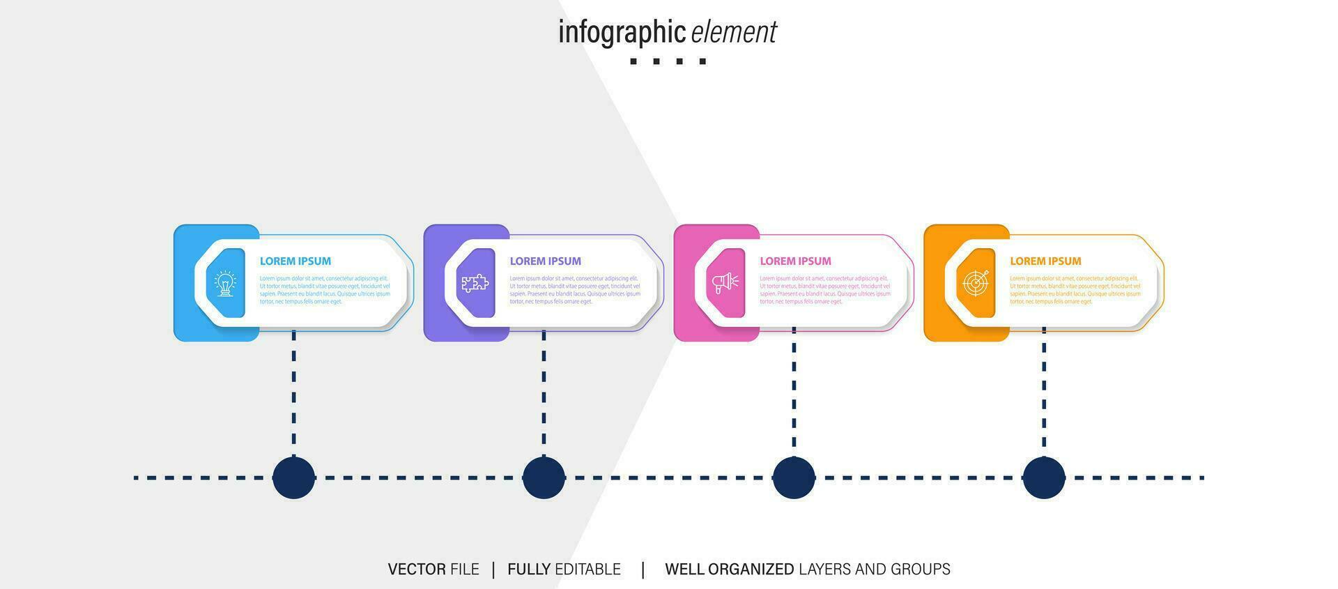 Business process infographic template. Thin line design with numbers 4 options or steps. Vector illustration graphic design