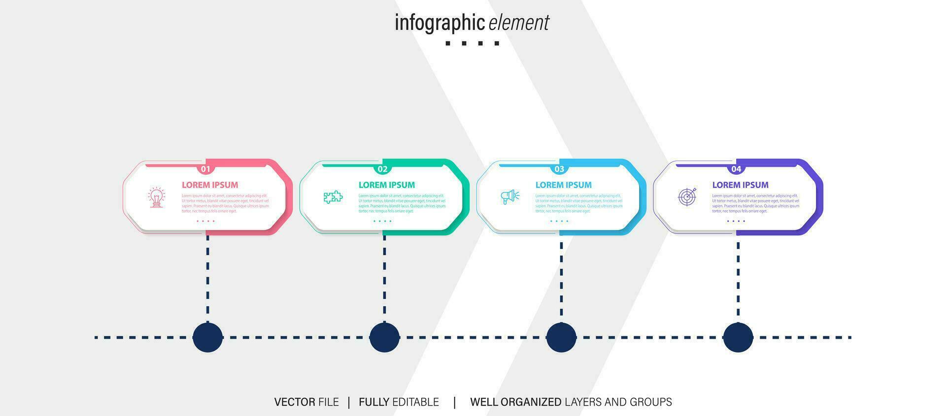 Business process infographic template. Thin line design with numbers 4 options or steps. Vector illustration graphic design
