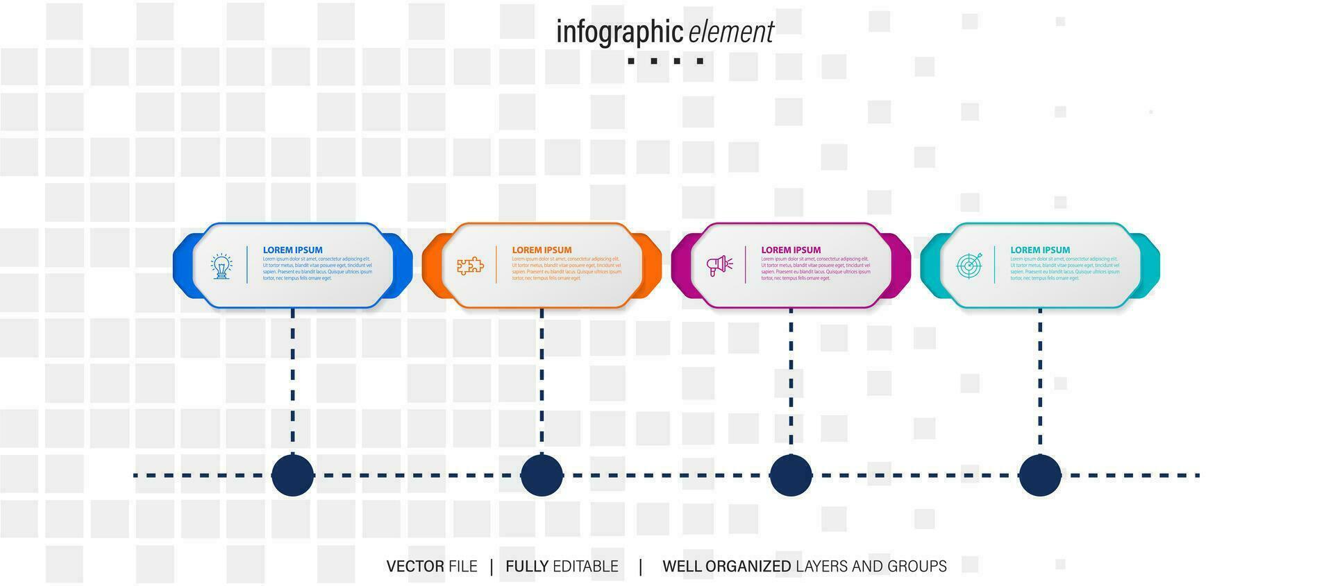 Business process infographic template. Thin line design with numbers 4 options or steps. Vector illustration graphic design