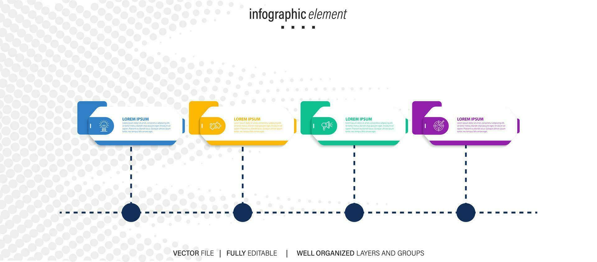 Business process infographic template. Thin line design with numbers 4 options or steps. Vector illustration graphic design