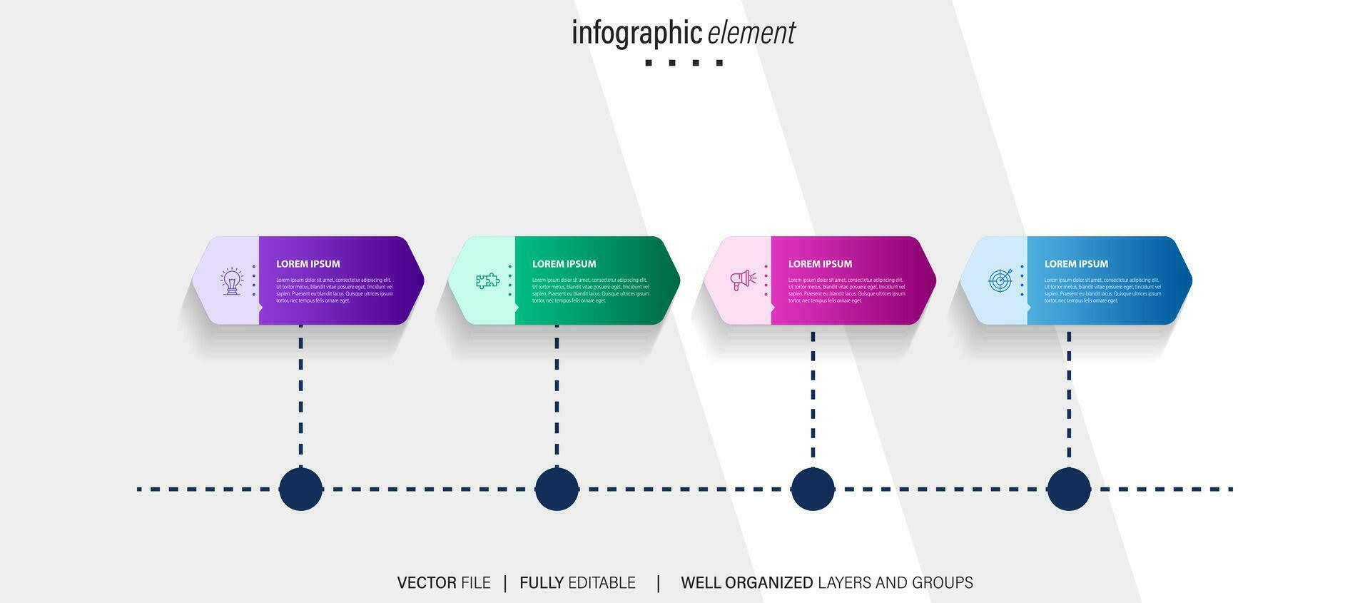 Business process infographic template. Thin line design with numbers 4 options or steps. Vector illustration graphic design