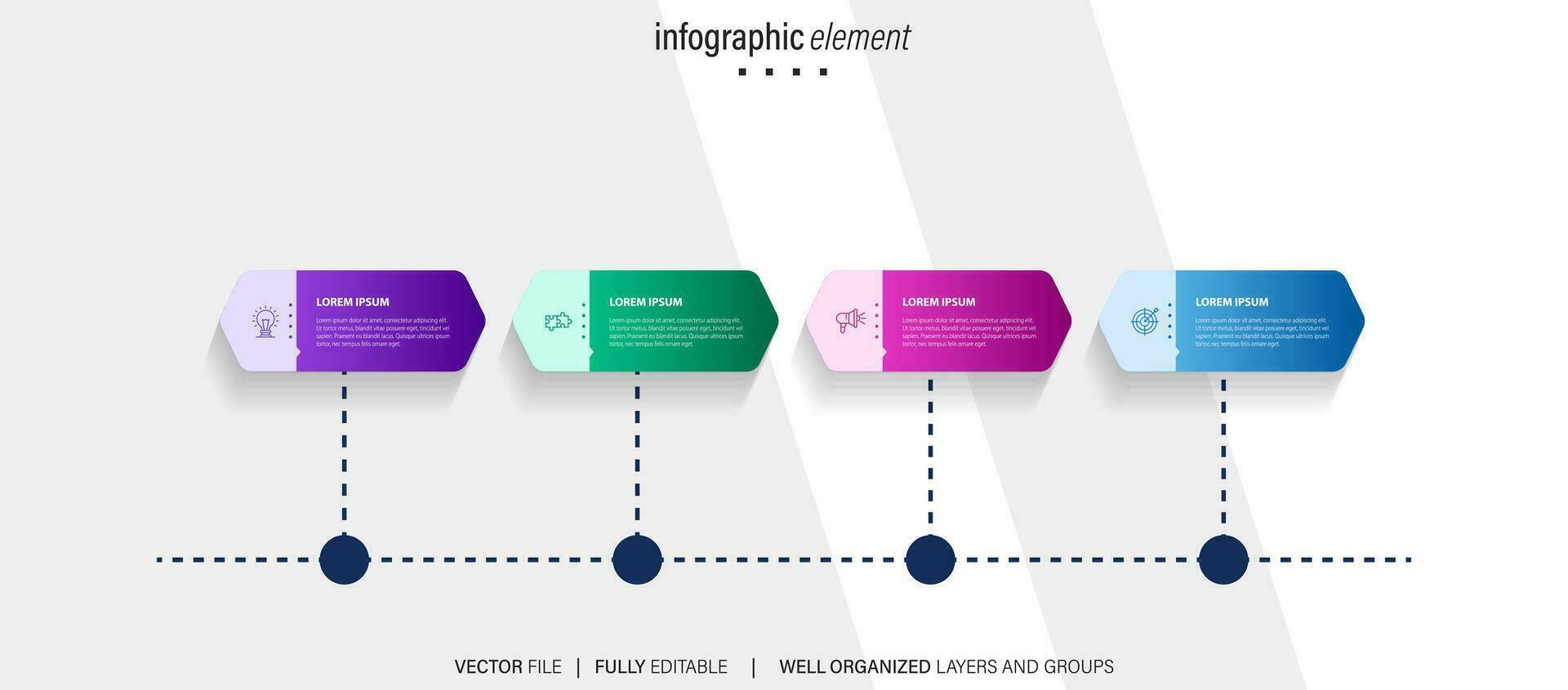 Business process infographic template. Thin line design with numbers 4 options or steps. Vector illustration graphic design