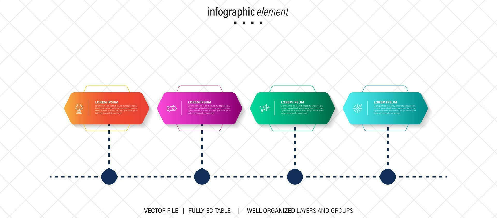 Business process infographic template. Thin line design with numbers 4 options or steps. Vector illustration graphic design