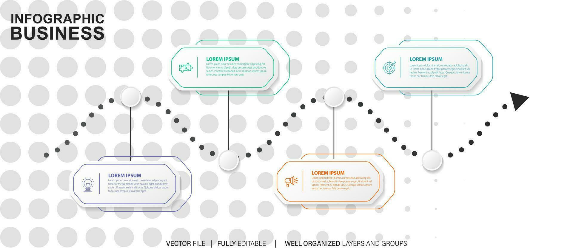 Business process infographic template. Thin line design with numbers 4 options or steps. Vector illustration graphic design