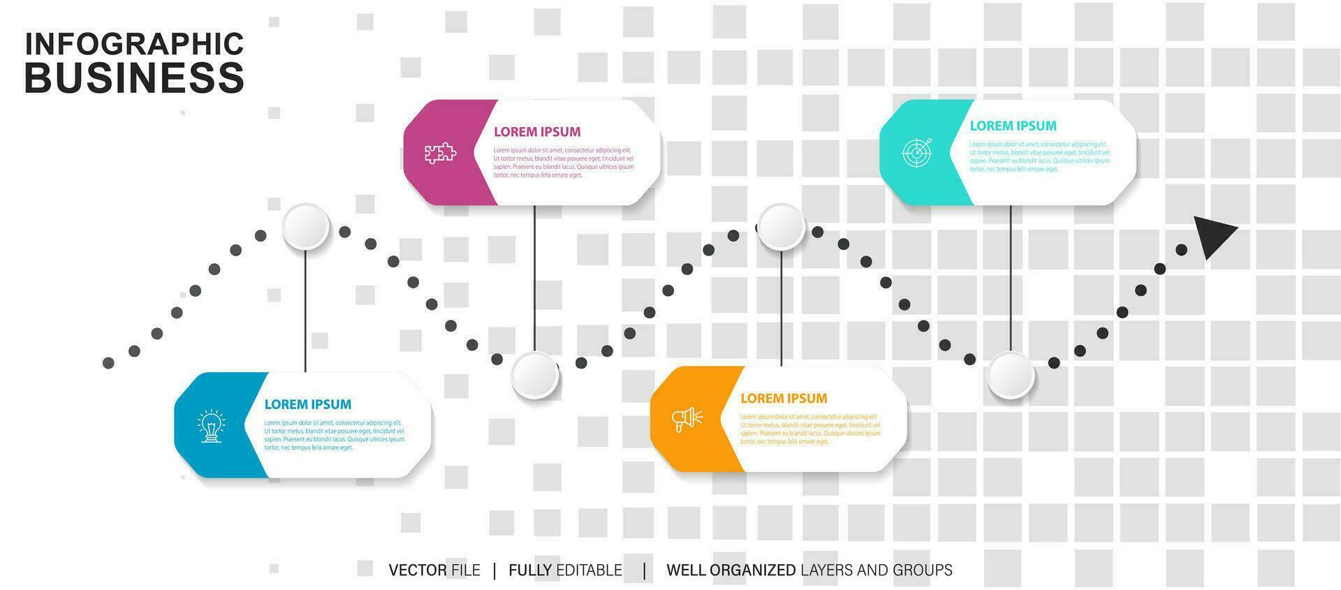 Business process infographic template. Thin line design with numbers 4 options or steps. Vector illustration graphic design