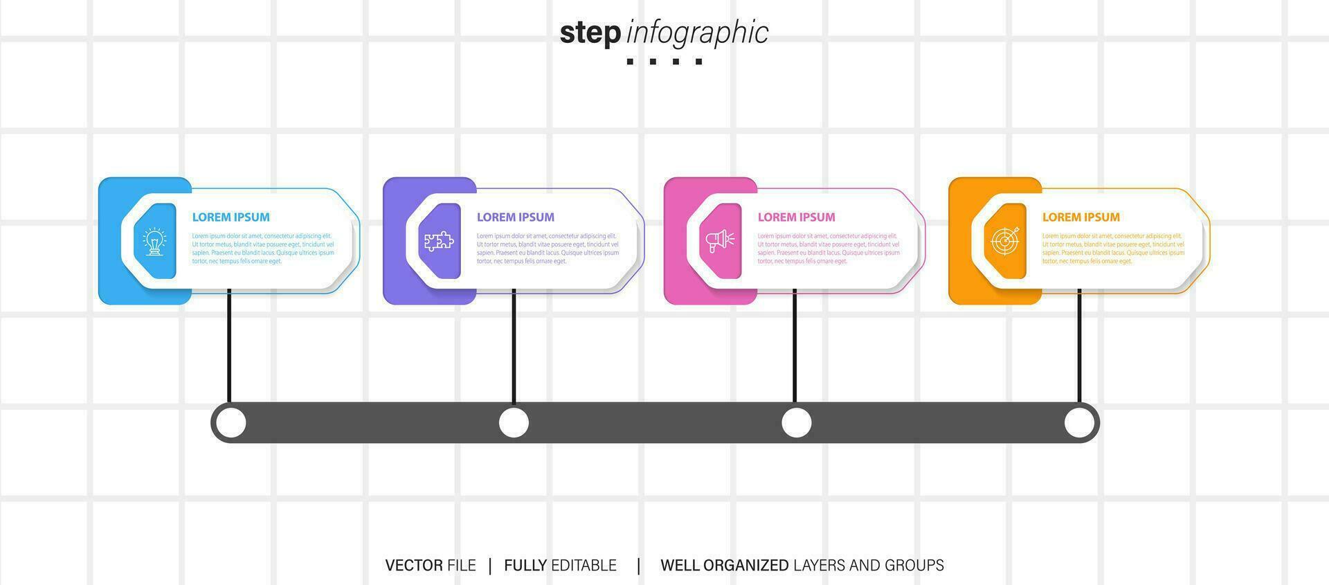 Collection of colorful infographic can be used for workflow layout, diagram, number options, web design. Infographic business concept with options, parts, steps or processes. Vector Eps 10