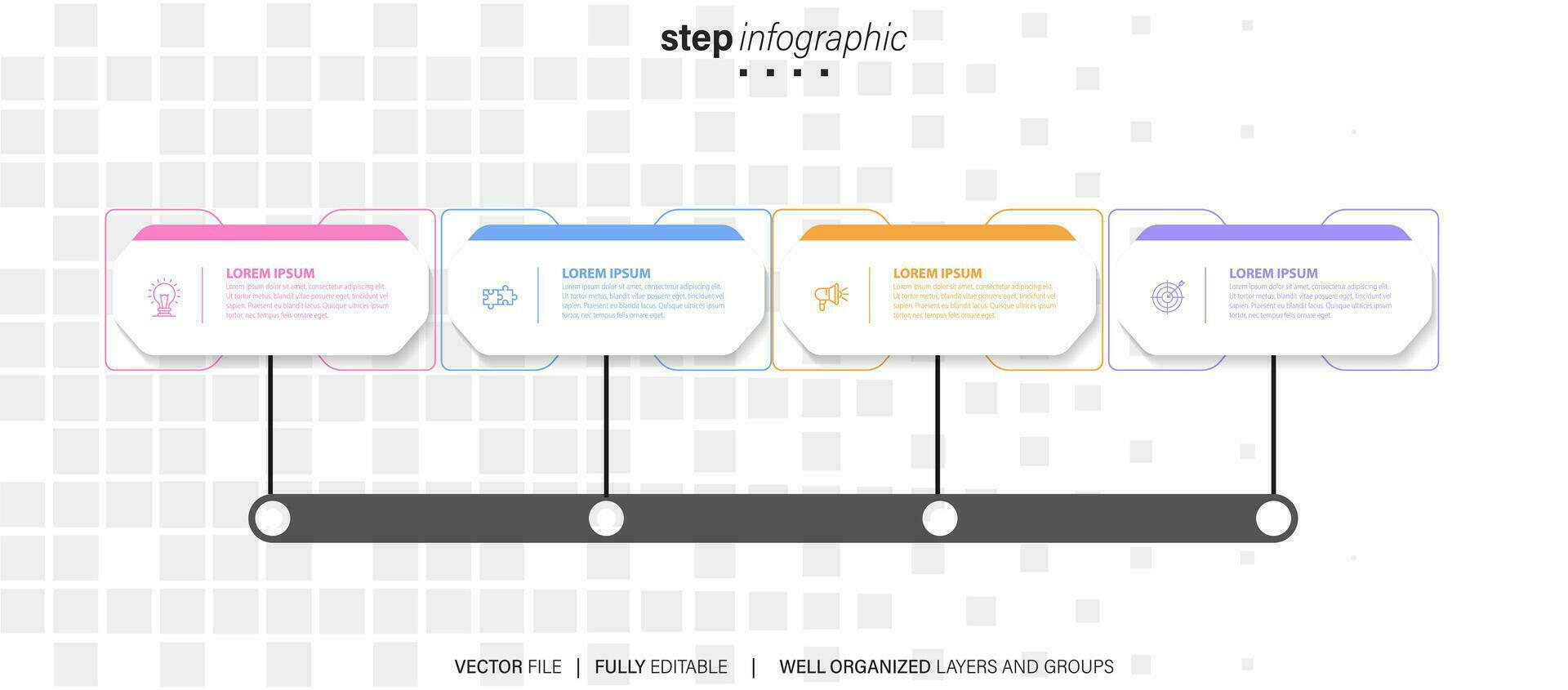 Collection of colorful infographic can be used for workflow layout, diagram, number options, web design. Infographic business concept with options, parts, steps or processes. Vector Eps 10