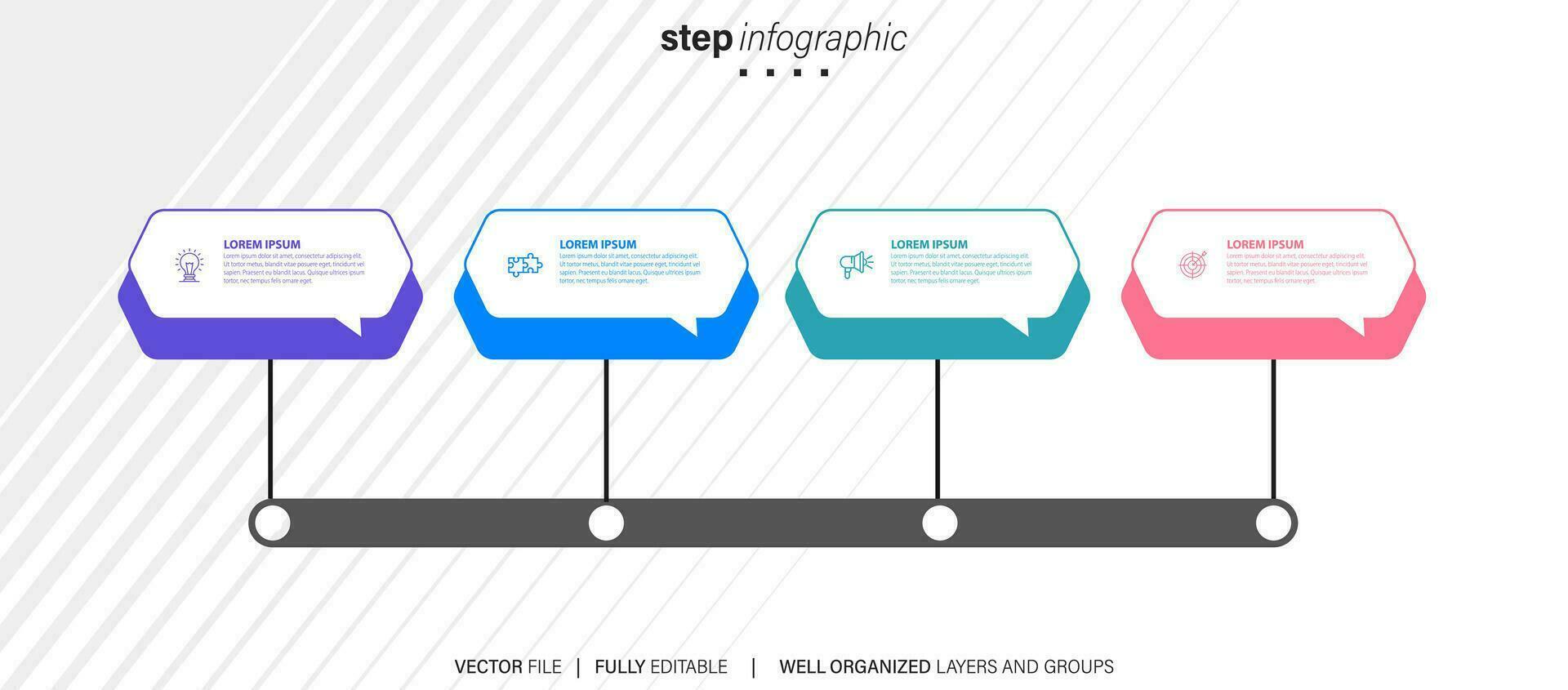 Collection of colorful infographic can be used for workflow layout, diagram, number options, web design. Infographic business concept with options, parts, steps or processes. Vector Eps 10