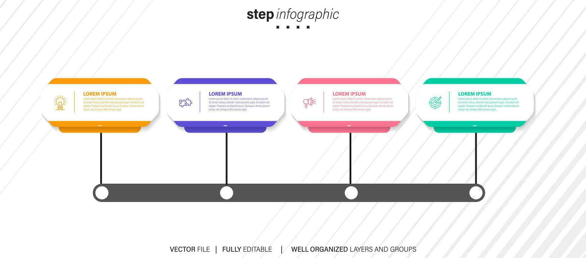 Collection of colorful infographic can be used for workflow layout, diagram, number options, web design. Infographic business concept with options, parts, steps or processes. Vector Eps 10