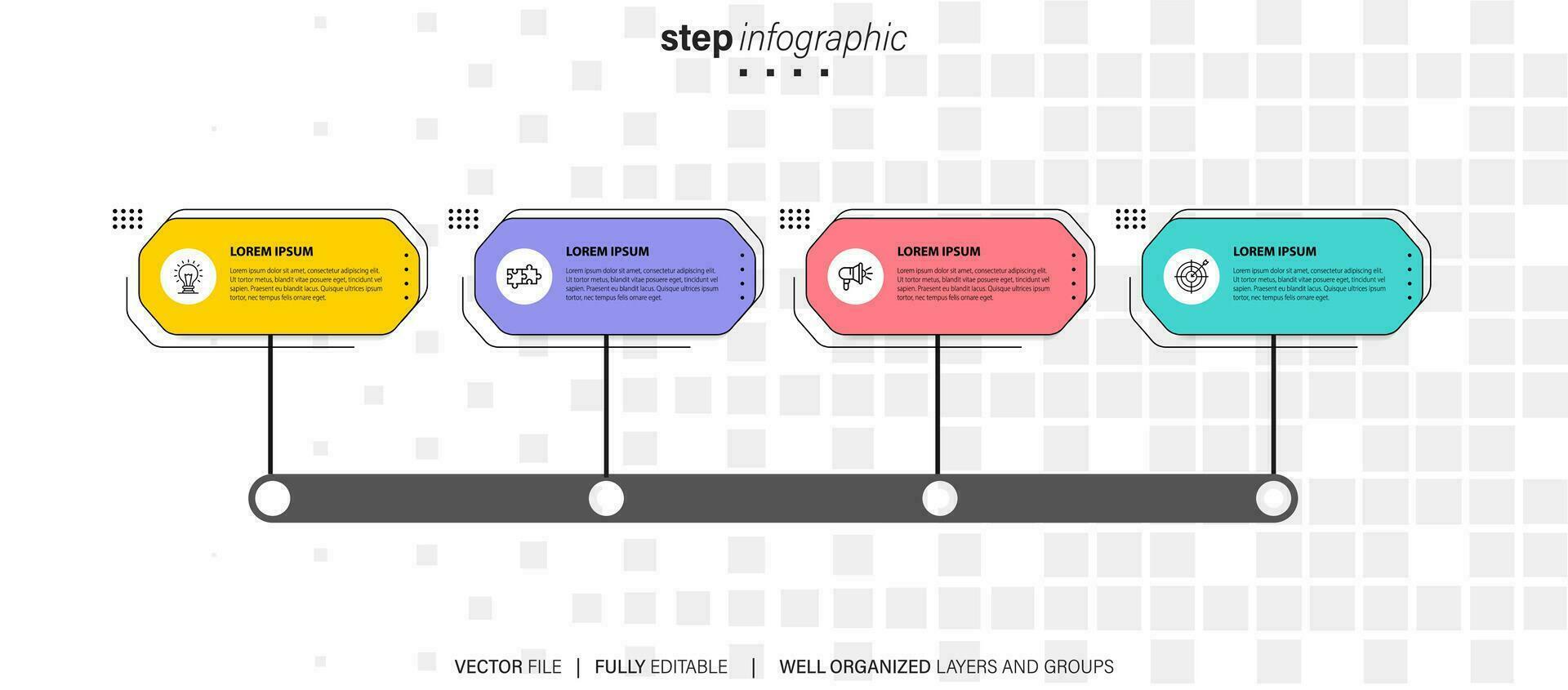 Collection of colorful infographic can be used for workflow layout, diagram, number options, web design. Infographic business concept with options, parts, steps or processes. Vector Eps 10