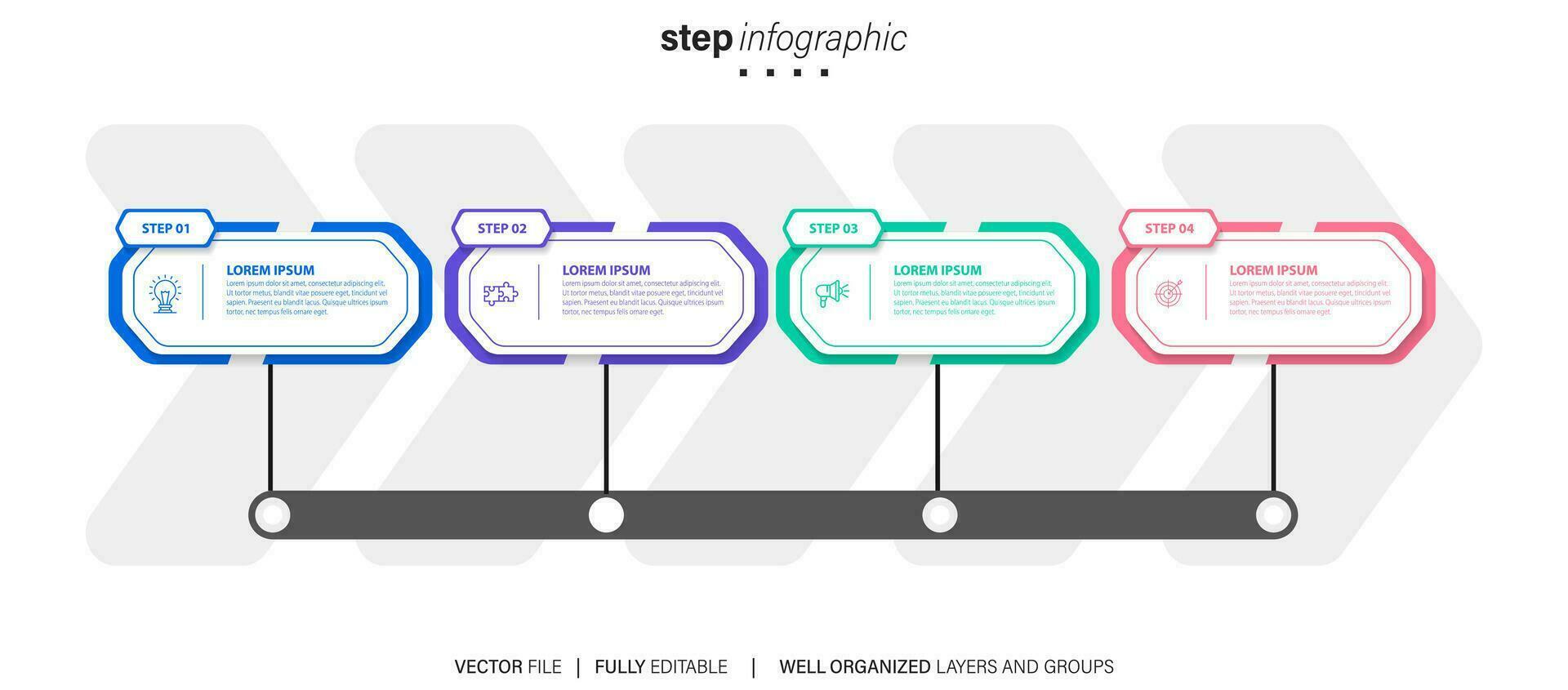 Collection of colorful infographic can be used for workflow layout, diagram, number options, web design. Infographic business concept with options, parts, steps or processes. Vector Eps 10
