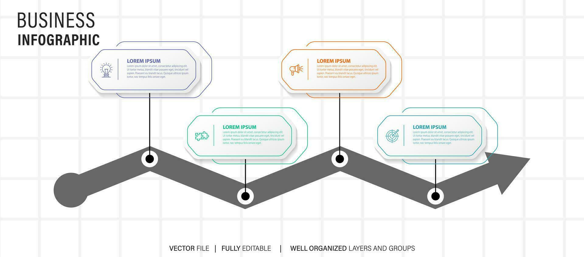 línea paso infografía. 4 4 opciones flujo de trabajo diagrama, circulo cronograma número infografía, proceso pasos cuadro. lineal vector infografía. proceso orden infografía flecha y pasos punto ilustración