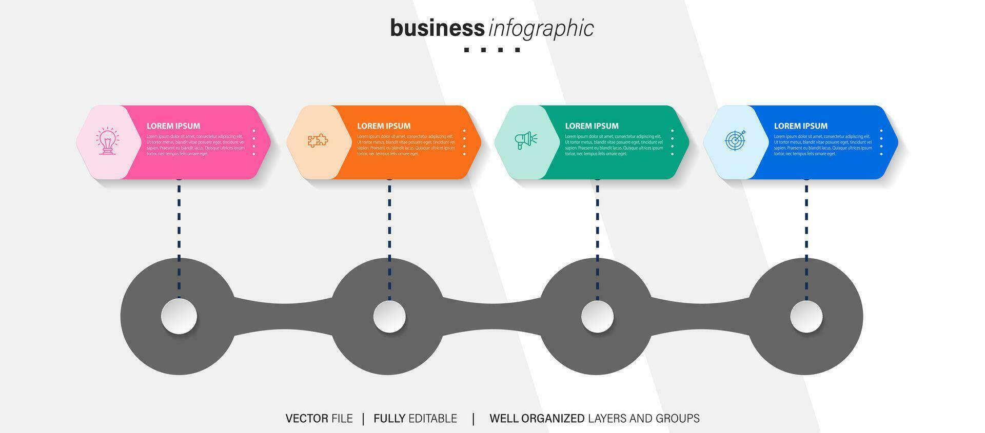 línea paso infografía. 4 4 opciones flujo de trabajo diagrama, circulo cronograma número infografía, proceso pasos cuadro. lineal vector infografía. proceso orden infografía flecha y pasos punto ilustración