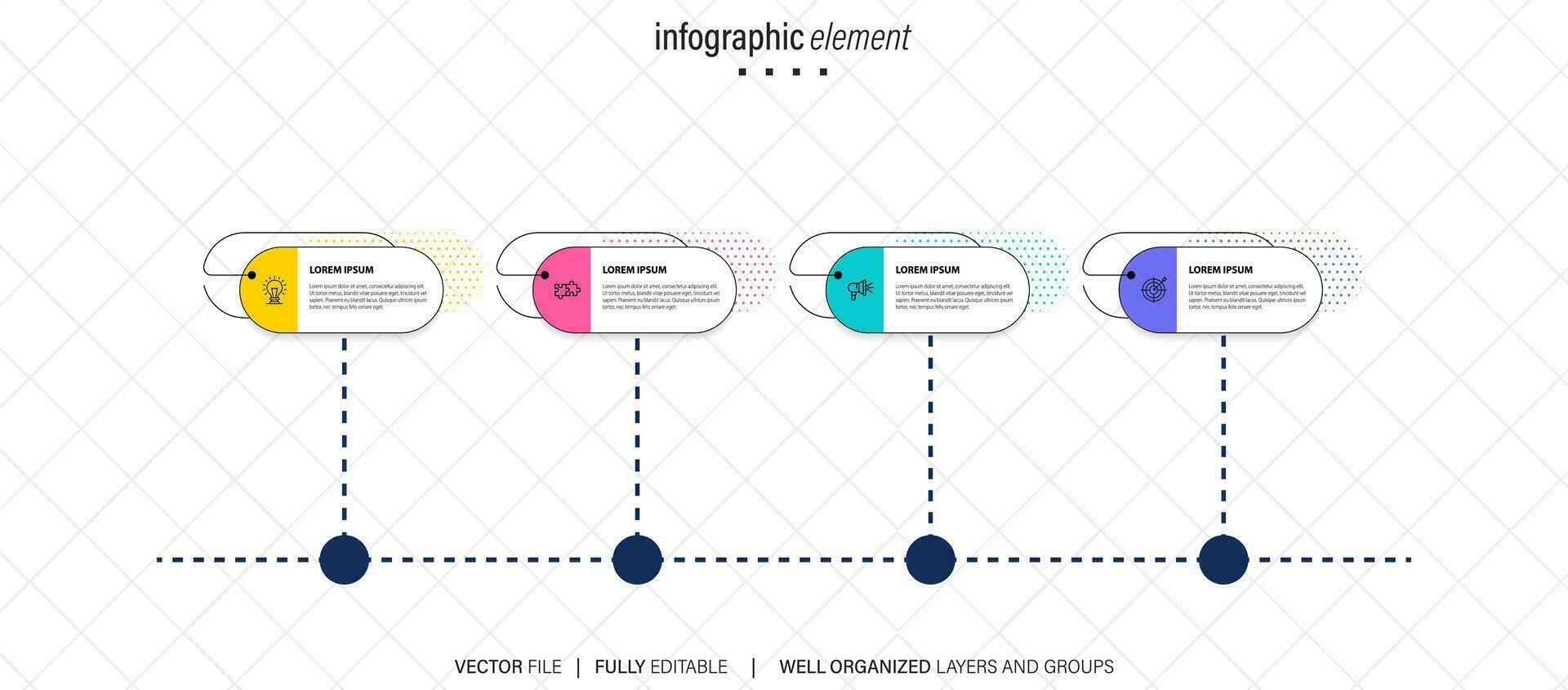 Thin line infographic scheme with 4 options. Vector template for