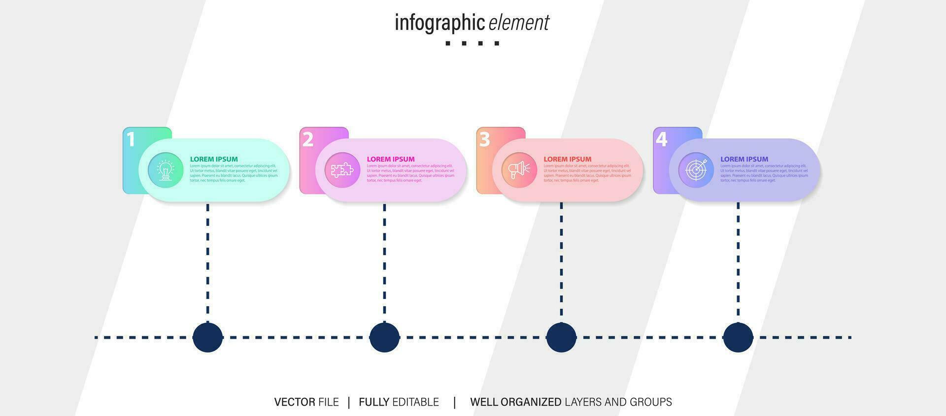 Thin line infographic scheme with 4 options. Vector template for