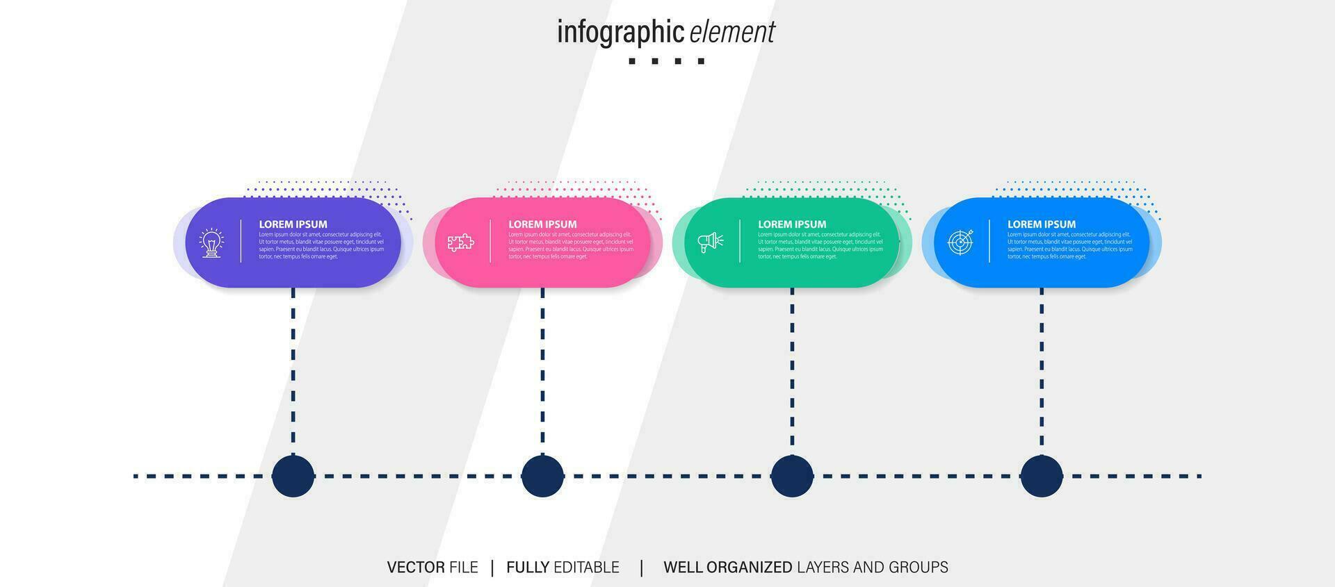 Thin line infographic scheme with 4 options. Vector template for