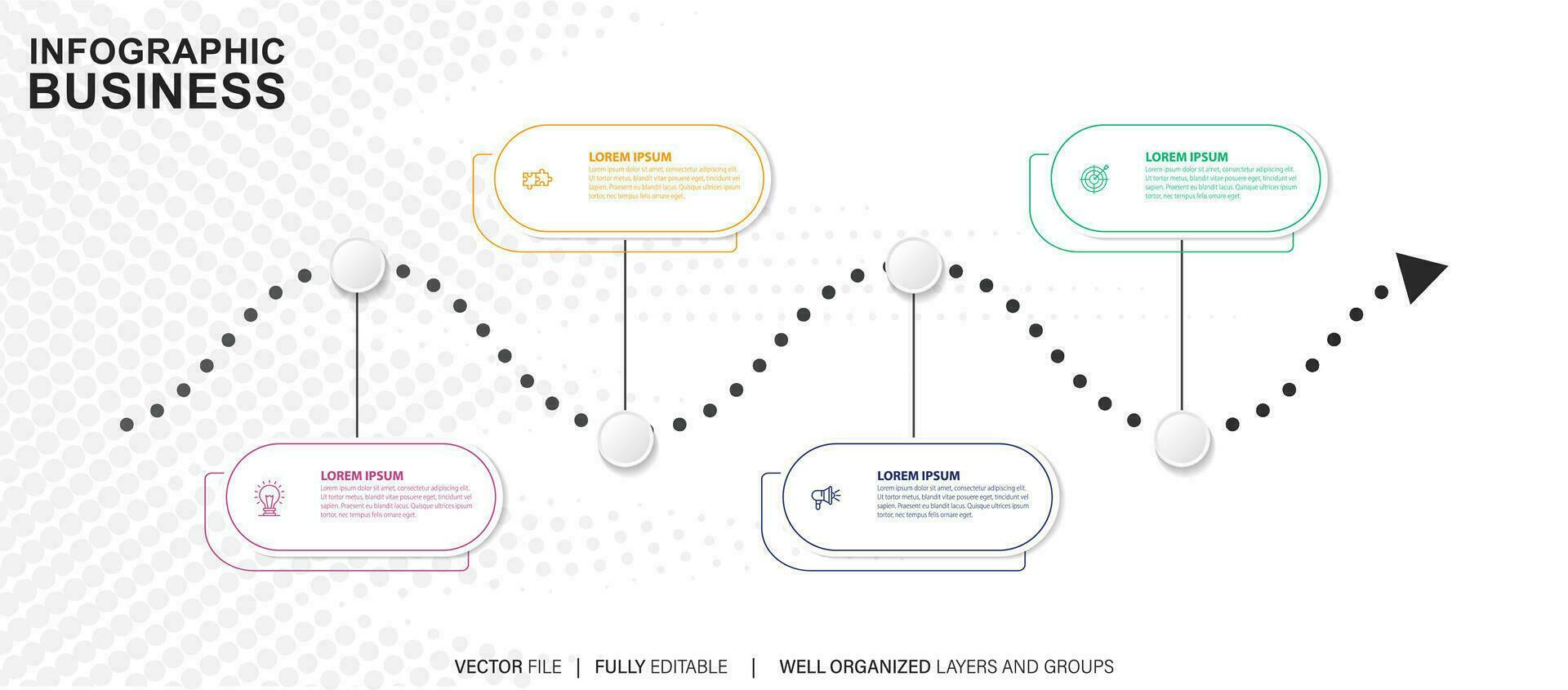 Thin line infographic scheme with 4 options. Vector template for