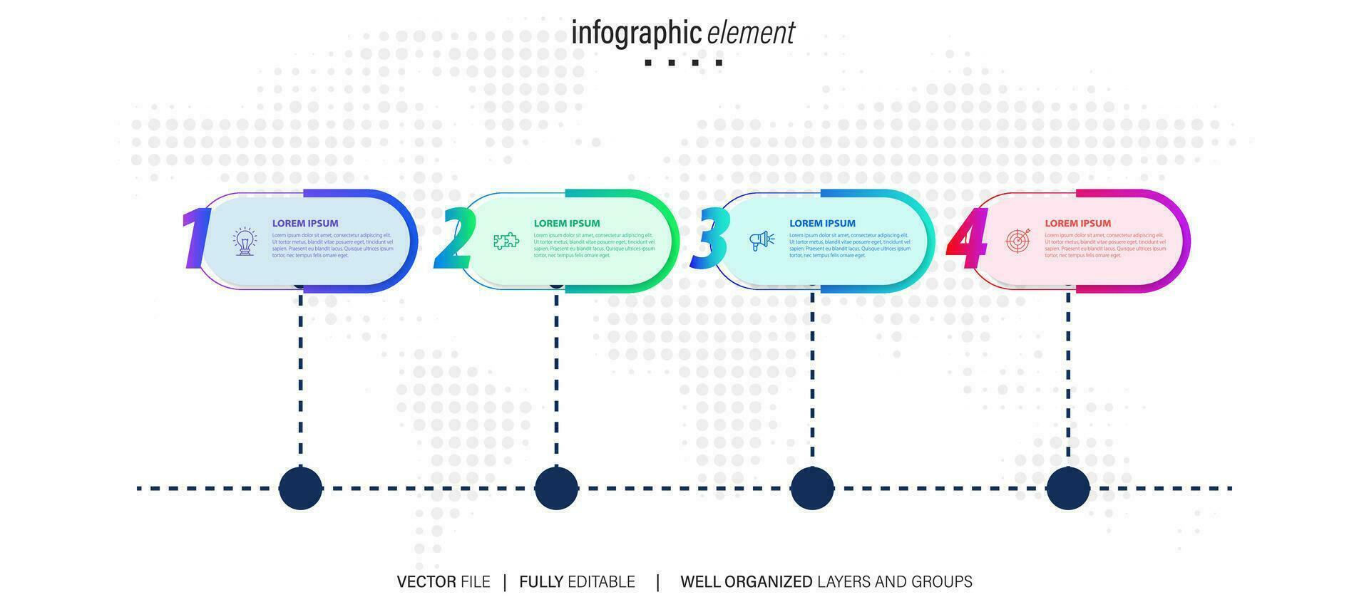 Thin line infographic scheme with 4 options. Vector template for