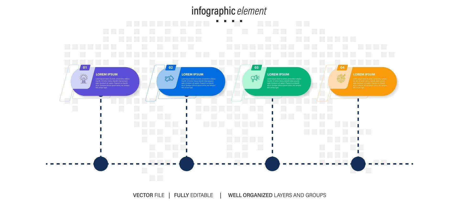 Thin line infographic scheme with 4 options. Vector template for