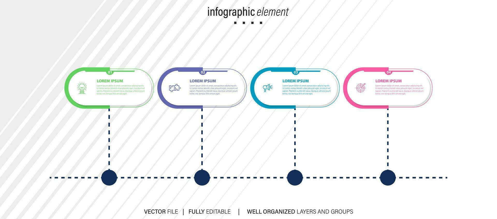 Thin line infographic scheme with 4 options. Vector template for