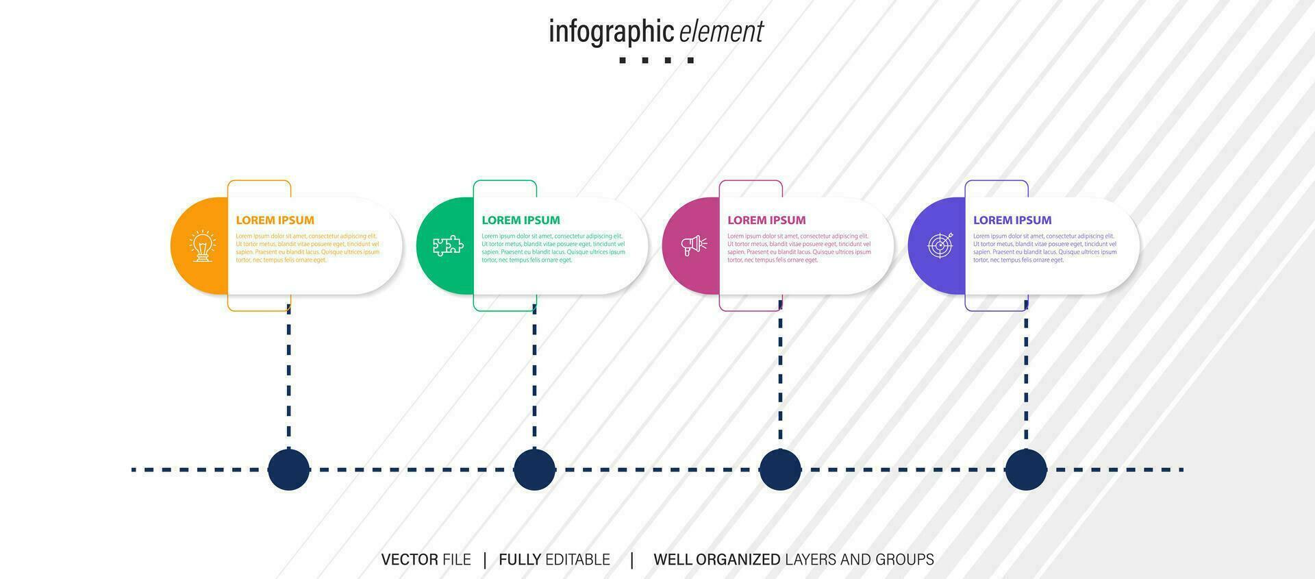 Thin line infographic scheme with 4 options. Vector template for