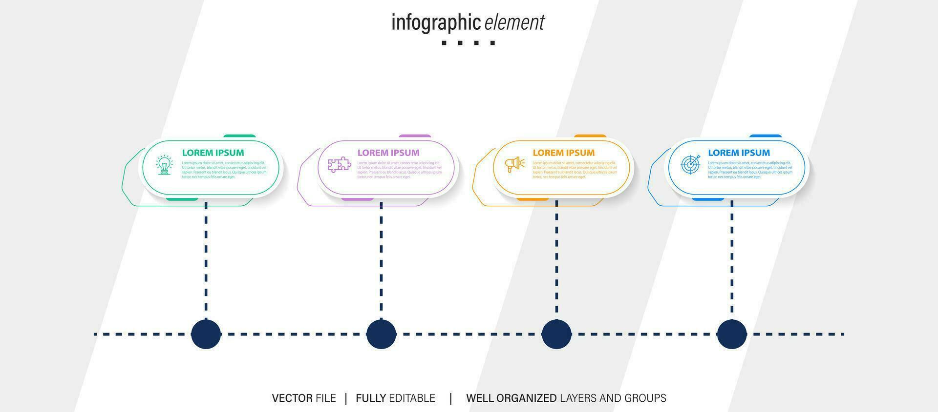 Thin line infographic scheme with 4 options. Vector template for