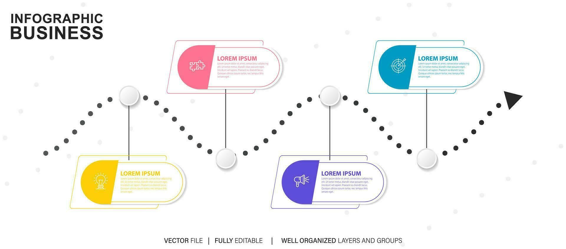 Thin line infographic scheme with 4 options. Vector template for
