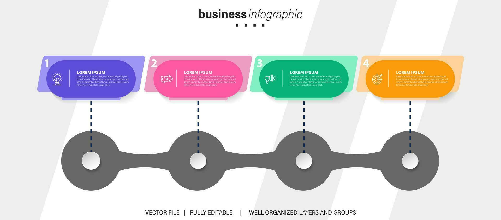 Best infographic templates. Presentation slides set. Circle diagrams, timelines, light bulb, puzzle brain head, brush stroke banners. Medicine, education, ecology, business infographics. vector