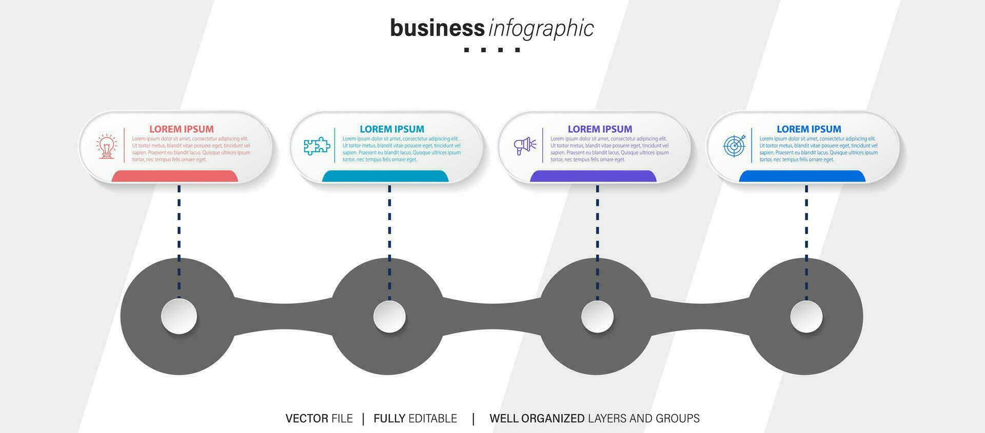 Abstract elements of graph infographic template with label, integrated circles. Business concept with 4 options. For content, diagram, flowchart, steps, parts, timeline infographics, workflow layout vector
