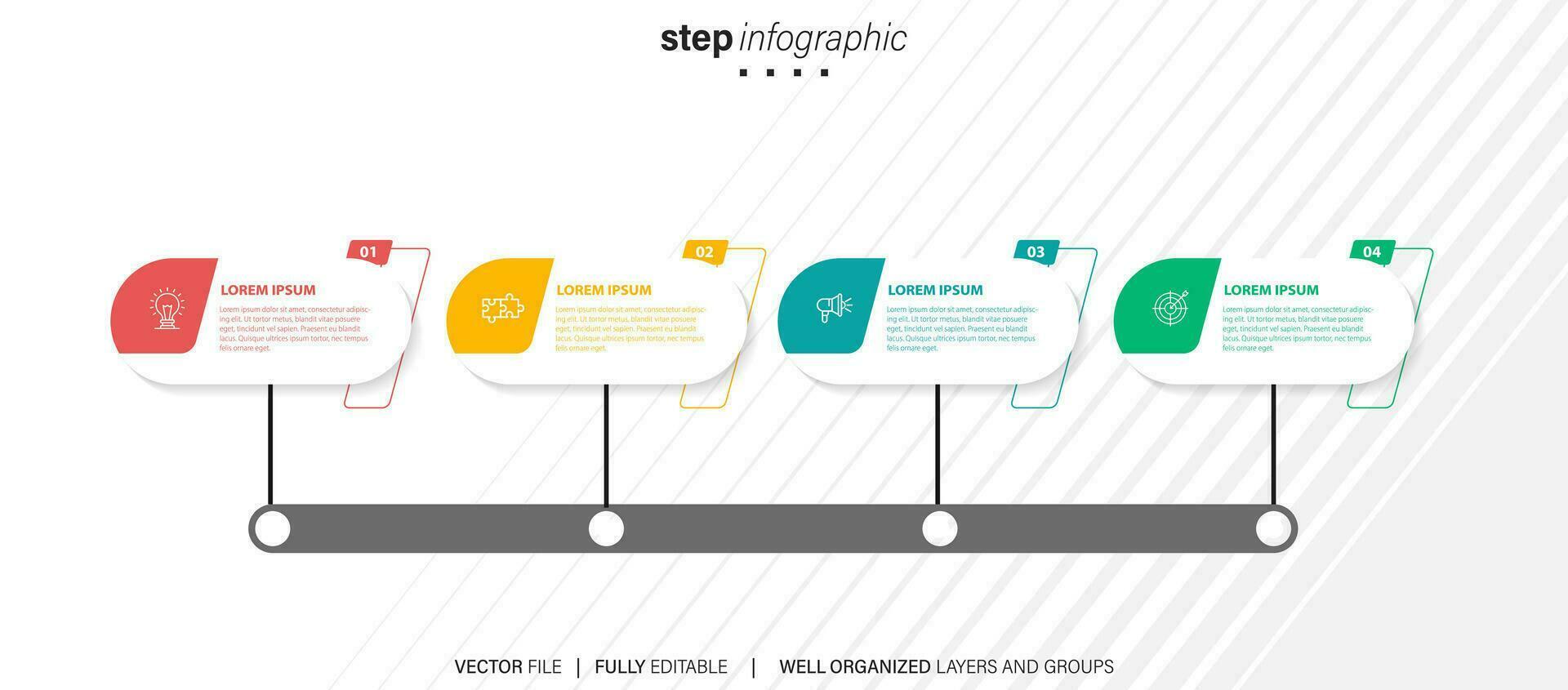Abstract elements of graph infographic template with label, integrated circles. Business concept with 4 options. For content, diagram, flowchart, steps, parts, timeline infographics, workflow layout vector